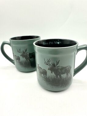 2 Bass Pro Shops, Large Mugs with Moose on the Outside. By Abraham Hunter